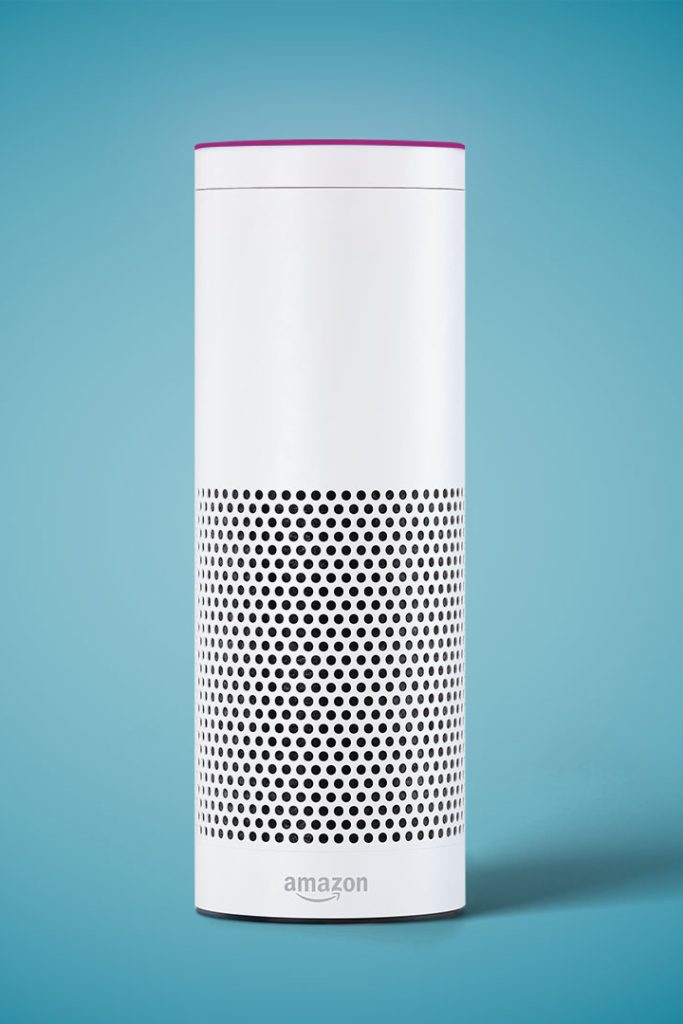 Crowne Plaza Alexa device on a blue background