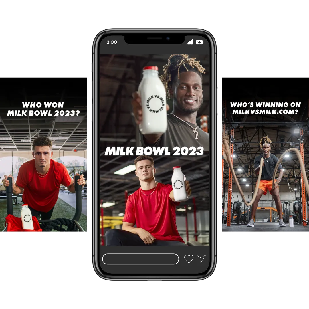Milk vs Milk Joe Milton Ladd McConkey social media posts mock-up on mobile device