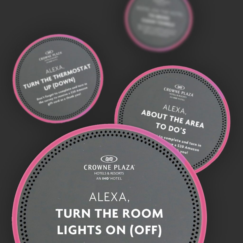 Crowne Plaza Alexa sticker turn the room lights on