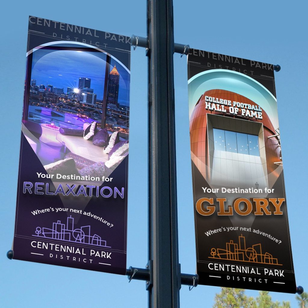 Centennial Park District Relaxation Glory light post signage