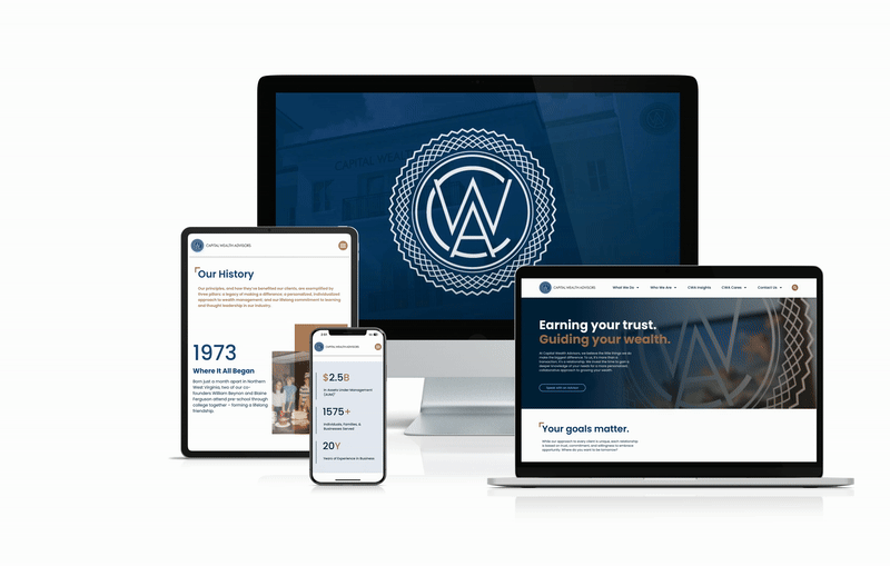 CWA website mock ups on various screen sizes