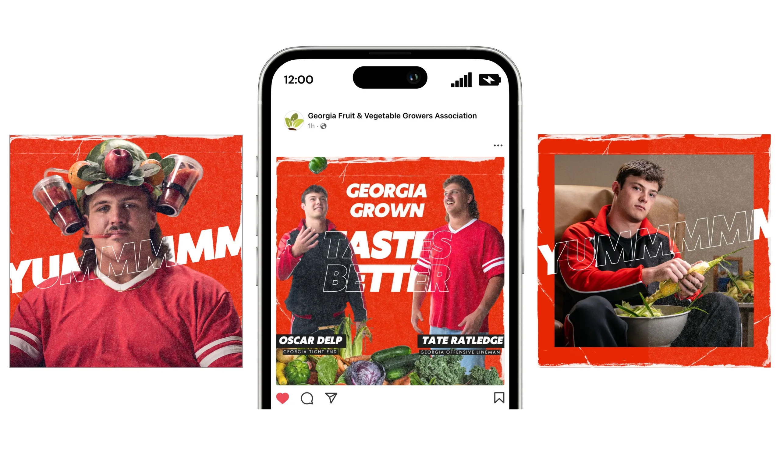 GFVGA social posts mock up on mobile device Georgia grown tastes better