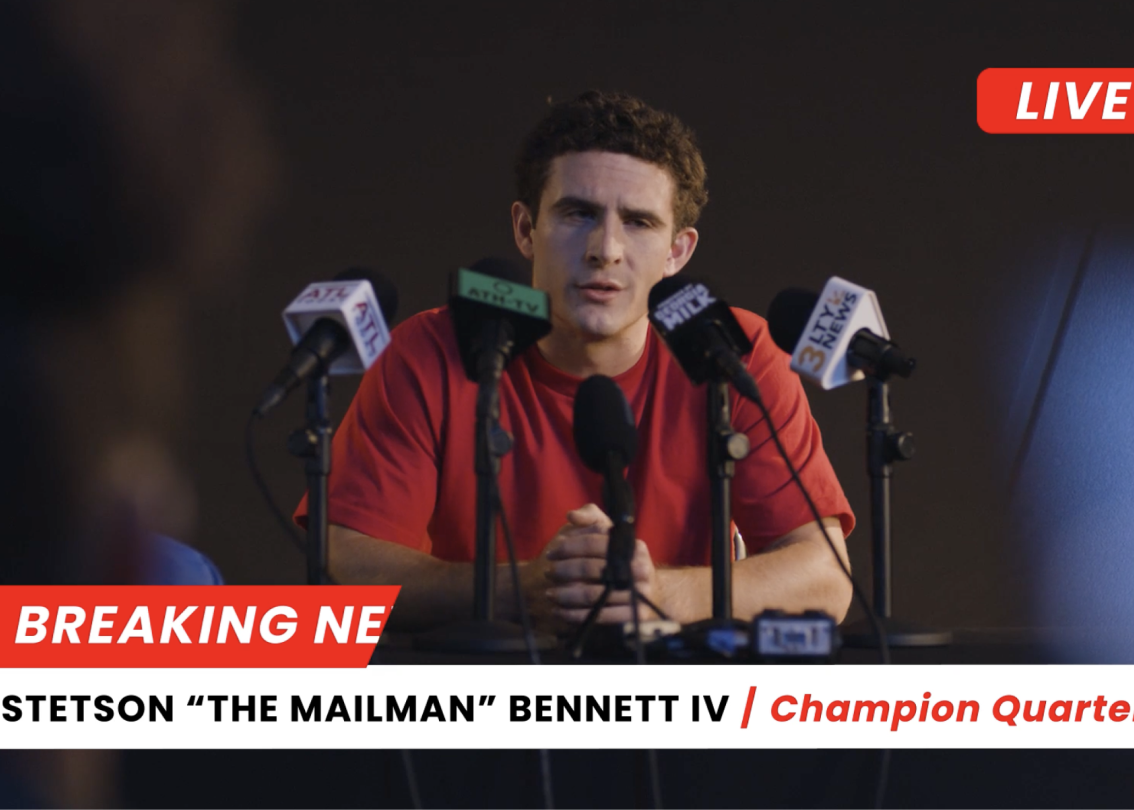 powered by georgia milk stetson bennett campaign stetson in front of five microphones