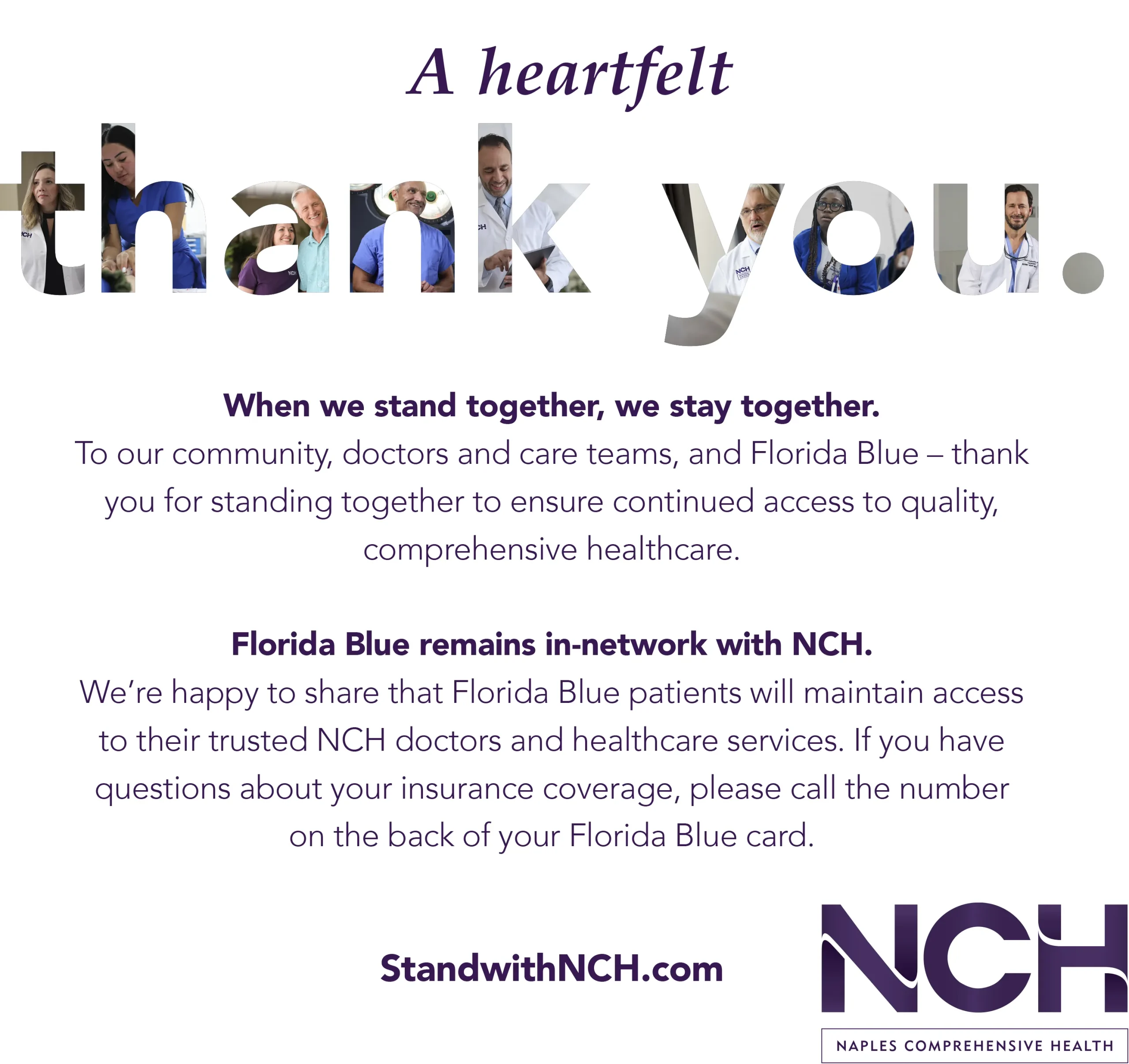 a screenshot of the nch stand with nch thank you email